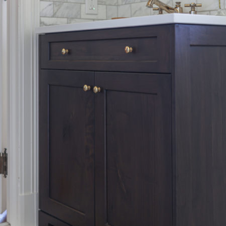 Bathroom vanity cabinet storage with wainscot subway tile backsplash Kitchen Ideas Tulsa bathroom design and remodel