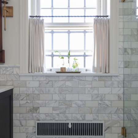 Bathroom wainscot subway tile, glass door shower with curb Kitchen Ideas Tulsa bathroom design and remodel