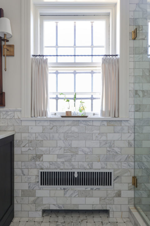 Bathroom wainscot subway tile, glass door shower with curb Kitchen Ideas Tulsa bathroom design and remodel