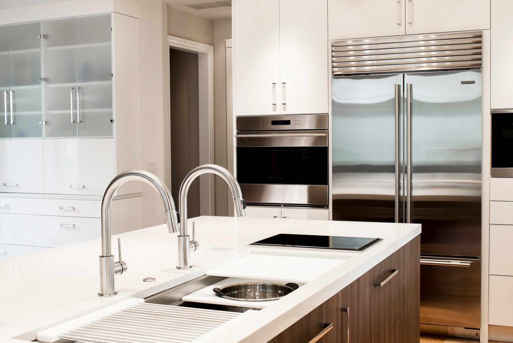 Chrome and Cream 5 beautiful and functional kitchen with Galley Workstation kitchen sink and induction cooktop