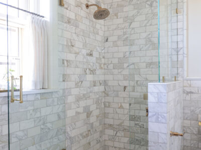 Tulsa bathroom walk-in shower curb, subway tile, pony wall Kitchen Ideas Tulsa bathroom design and remodel