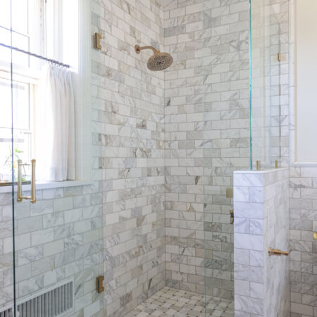 Tulsa bathroom walk-in shower curb, subway tile, pony wall Kitchen Ideas Tulsa bathroom design and remodel