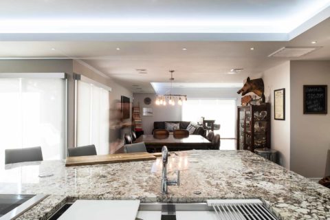 Open Tulsa kitchen design kitchen island, Galley Workstation, Thermador induction cooktop, large island seating, granite counter-top, dining room space Kitchen Ideas Tulsa kitchen remodel