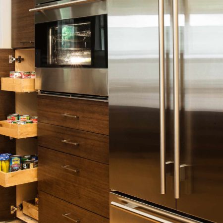 Tall pantry pullout storage with Sub-Zero french door refrigerator freezer, Wolf oven and bamboo cabinets Kitchen Ideas Tulsa kitchen remodel