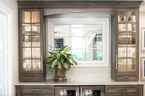 Undercounter beverage wine refrigeration, glass mullion wall cabinet storage beverage area Kitchen TIdeas Tulsa kitchen design and remodel
