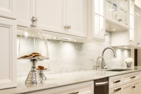 White kitchen undermount sink, base drawer wall cabinet storage, counter backsplash Kitchen Ideas Tulsa kitchen design and remodel