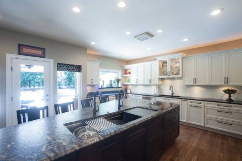 Large granite kitchen island, Galley Workstation, base drawer storage, wall cabinet storage Kitchen Ideas Tulsa kitchen design and remodel