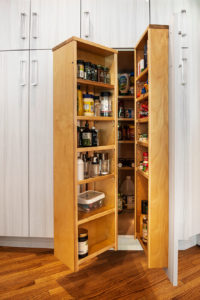 Transitional Kitchen Ideas Tulsa kitchen remodel with tall pantry storage for condiments, oils, spices and containers