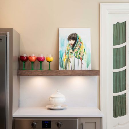 Floating kitchen shelf, Frigidaire all freezer refrigerator, under counter microwave, quartz counter-tops Kitchen Ideas Tulsa kitchen design and remodel