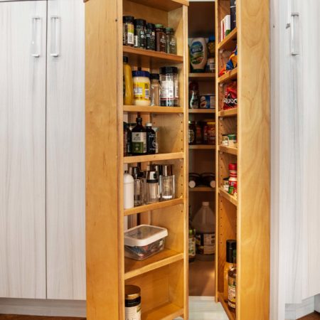 Tall pantry kitchen cabinets storage, cabinet hardware, condiments dry food storage, wood flooring Kitchen Ideas Tulsa kitchen remodel