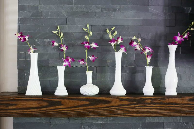 Grey brick fireplace wood mantle decor Kitchen Ideas Tulsa living room space design and remodel
