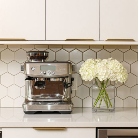 Kitchen remodel tile backsplash, modern white honeycomb tile, white cabinets, white counter-top Kitchen Ideas Tulsa kitchen design and remodel