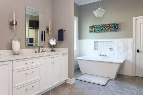 Master bathroom vanities and freestanding tub with decorative niche Kitchen Ideas Tulsa bathroom design and remodel